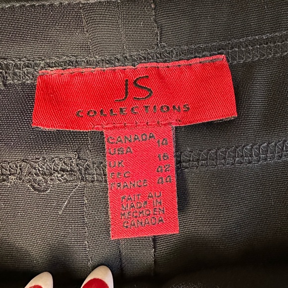 JS Collections sz 14 scalloped black skirt elastic waist slip on lined - Picture 4 of 6